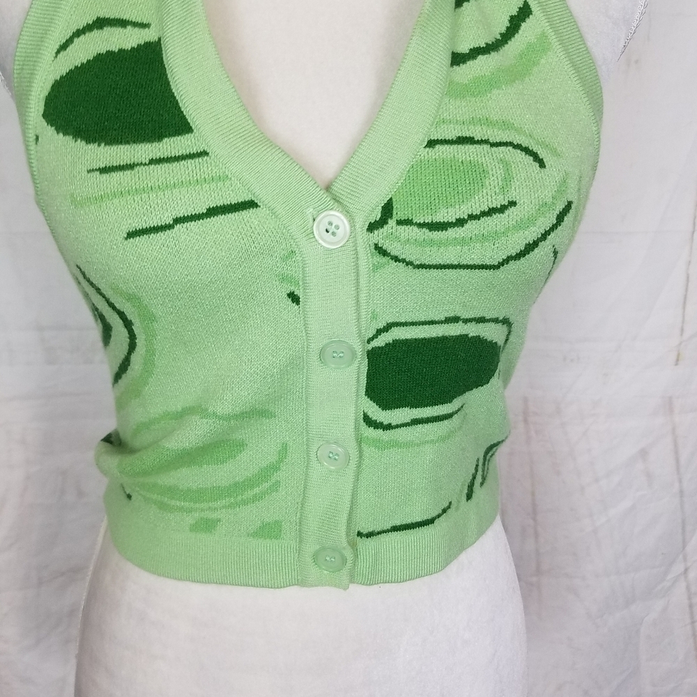 Button front halter sweater - Picture 6 of 10